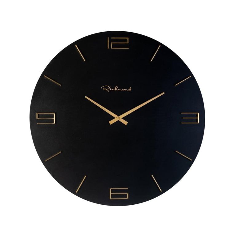 Byram Wall Clock - Round - Black and Gold - Metal