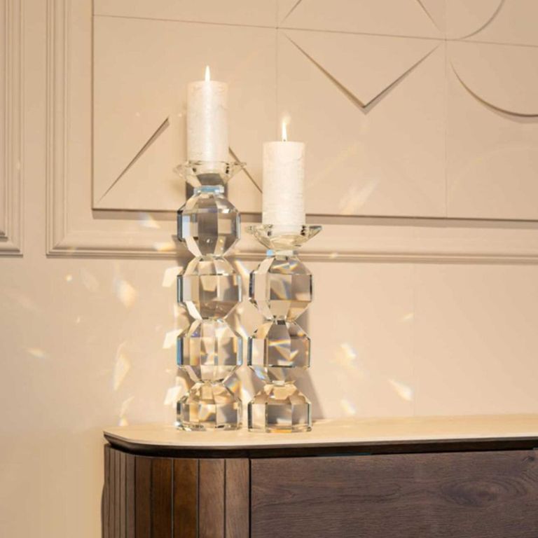Safia Candle Holder - Large - Clear - Glass