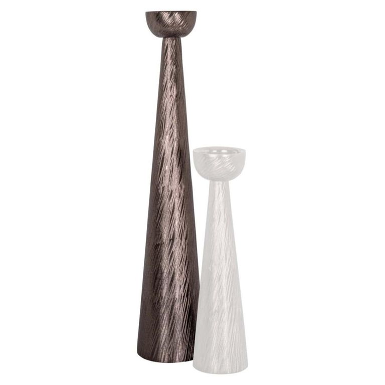 Saphira Candle Holder - Cone Base - Smoke - Aluminium
