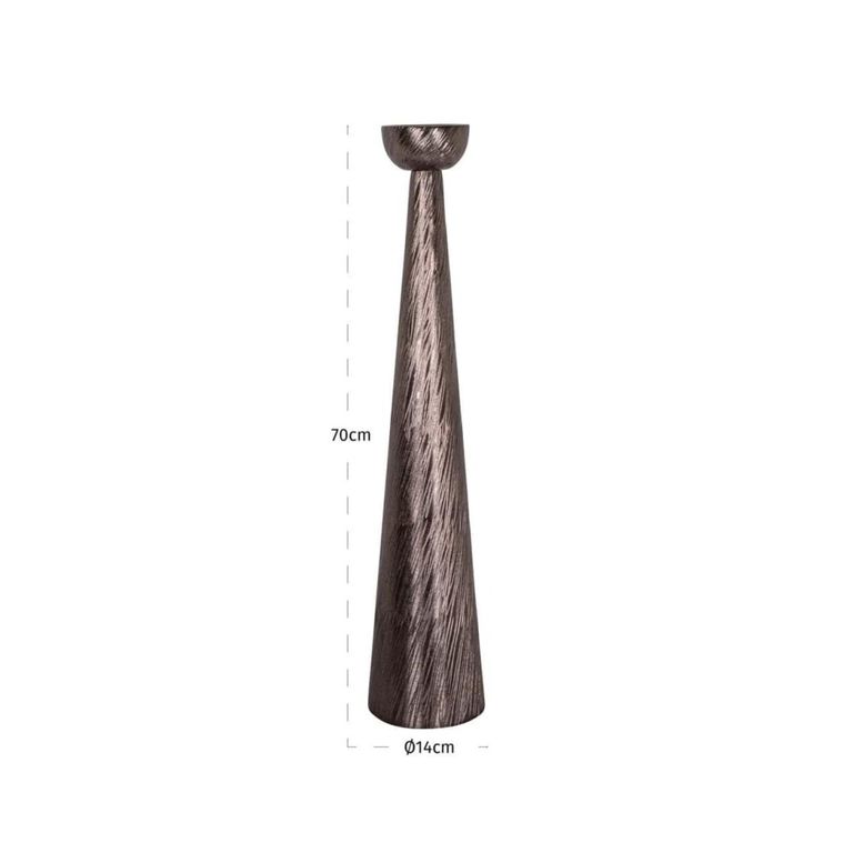 Saphira Candle Holder - Cone Base - Smoke - Aluminium