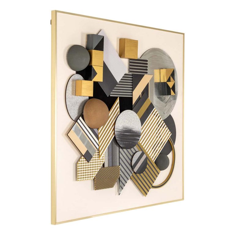 3D Block Wall Art - Square - Black and Gold