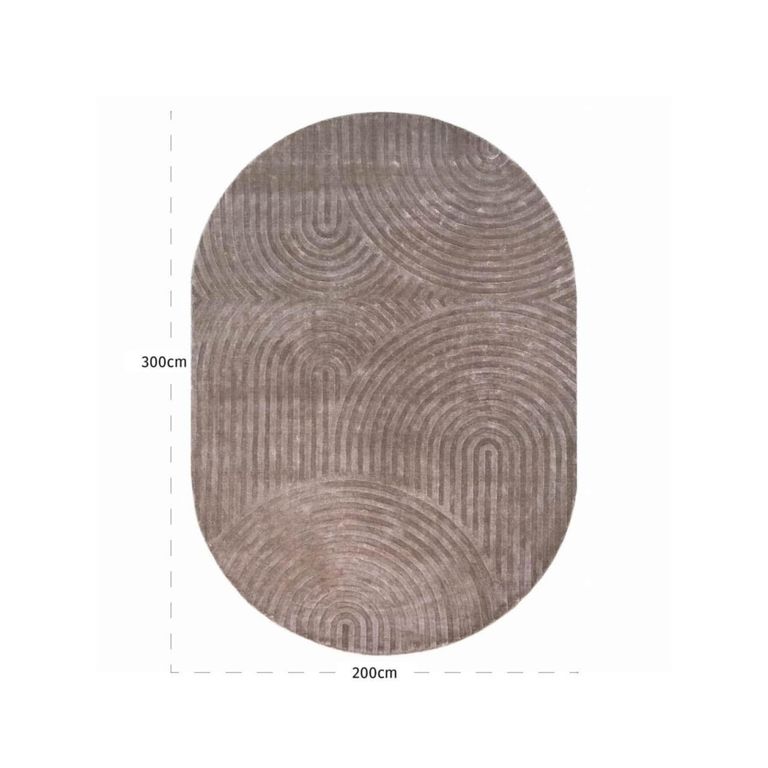 Bayon Carpet - Oval - Beige - Fabric - 200cm x 300cm