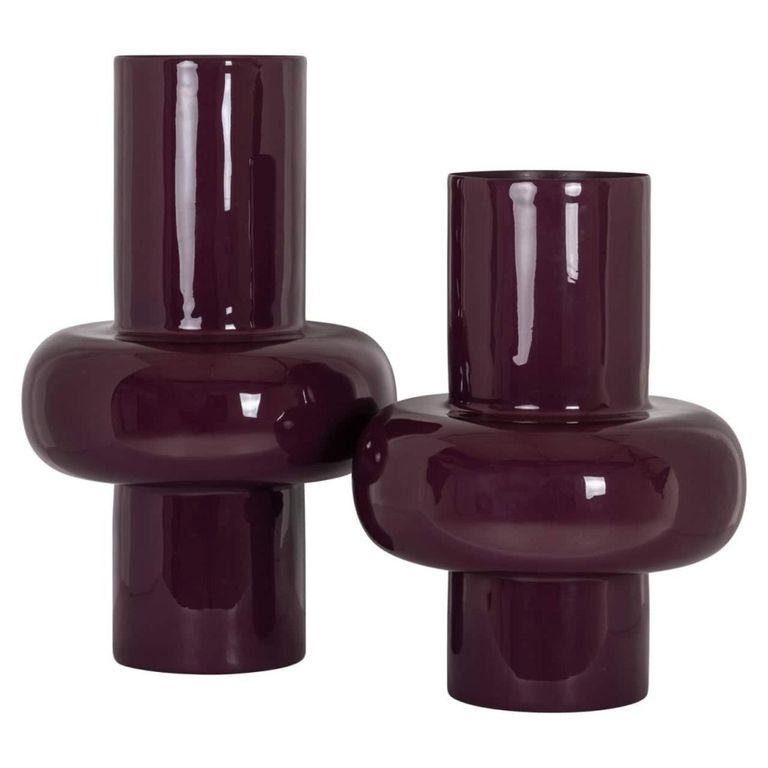 Ashlyn Vase - Burgundy - Small - Metal