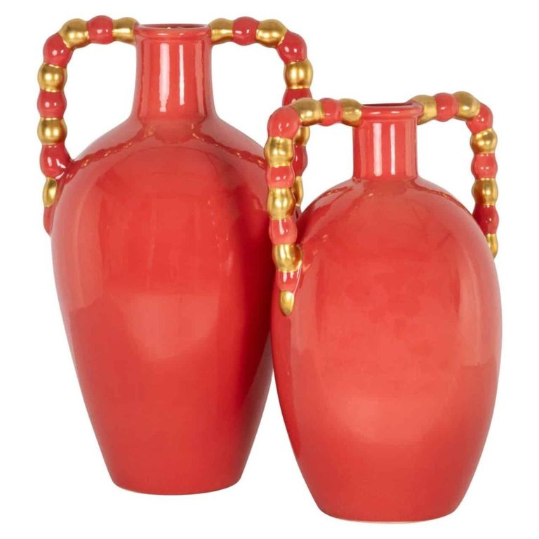 Davita Vase - Orange and Gold - Ceramic