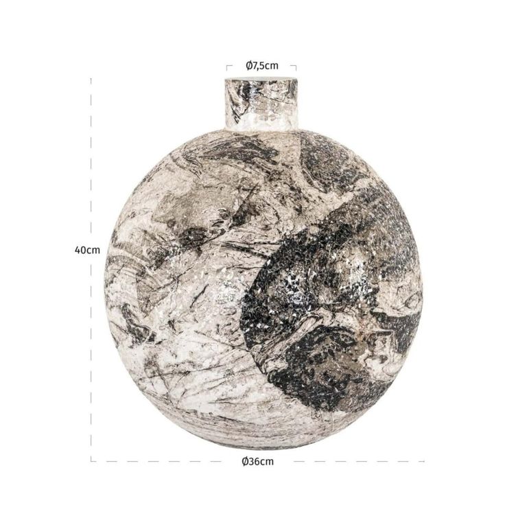 Delisha Vase - Round - Black and White - Metal