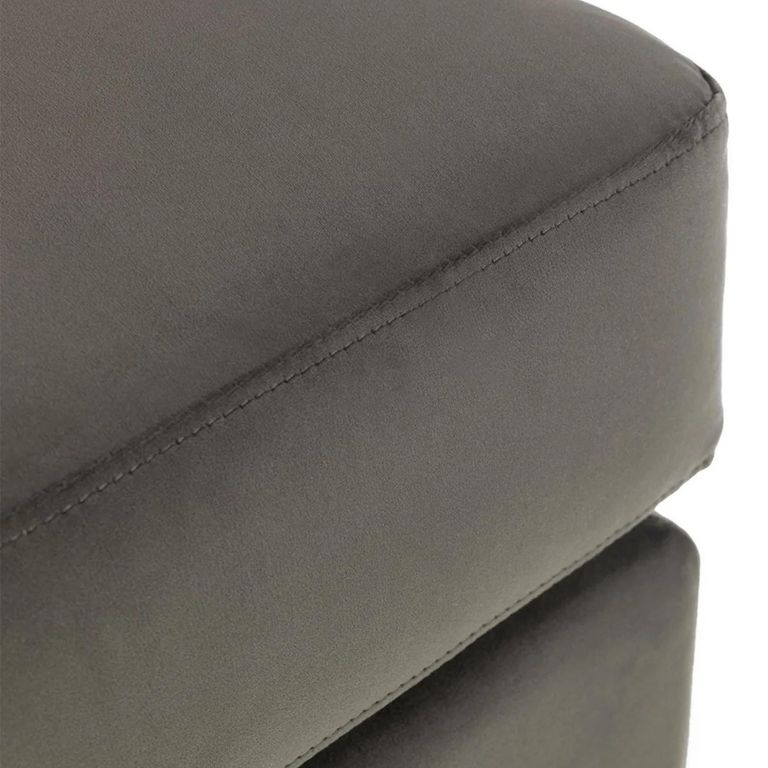 Hayward Footstool - Square - Grey Velvet - Fabric