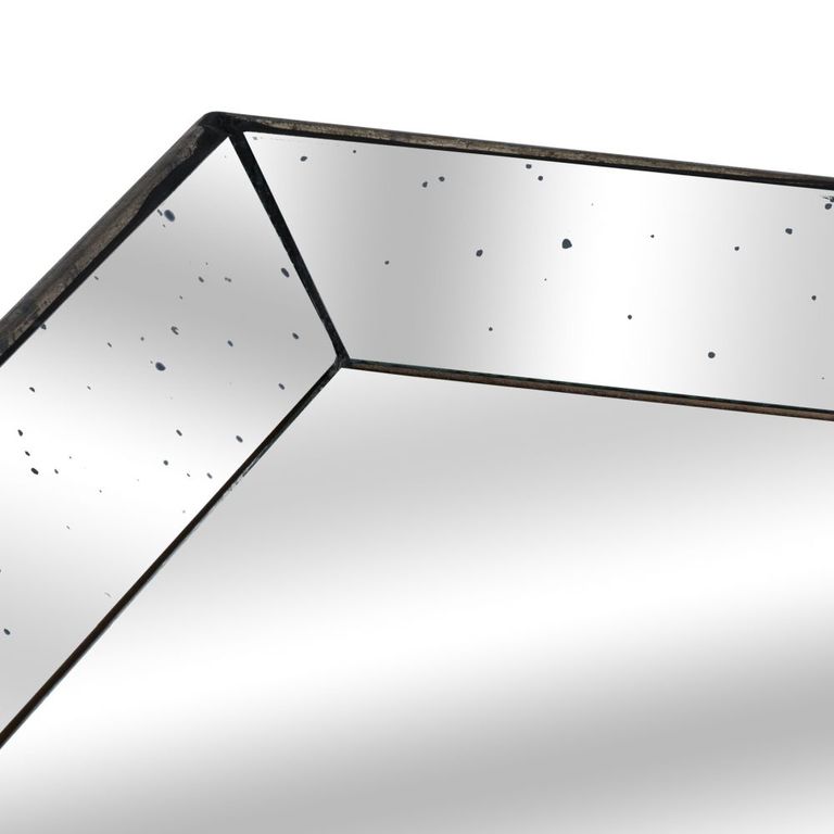 Aberdeen Distressed Mirrored Square Tray With Wooden Detailing Lge
