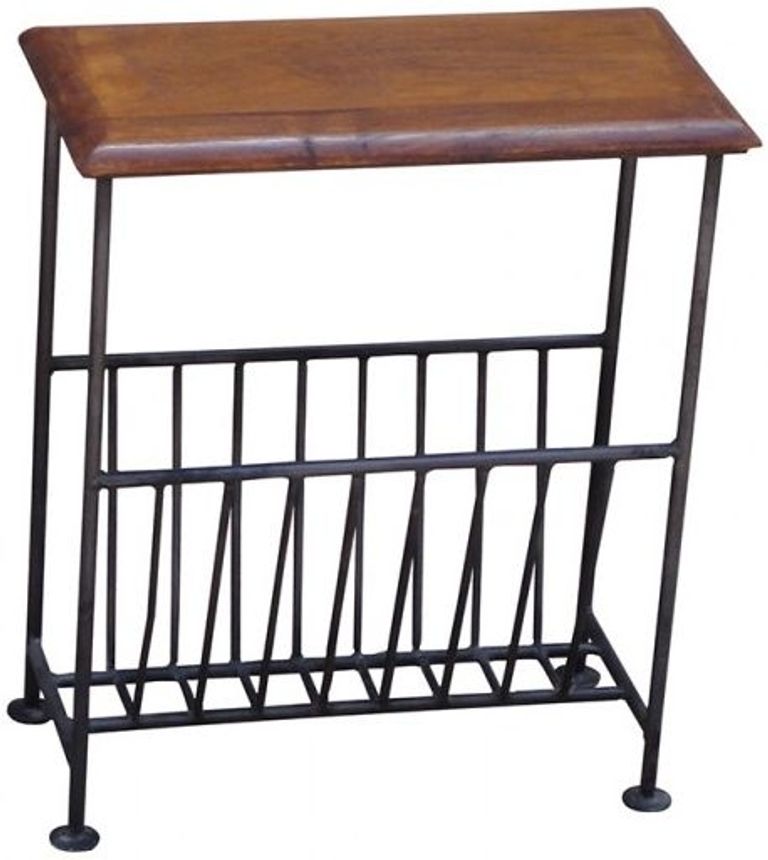 Acacia Wood and Metal Magazine Table