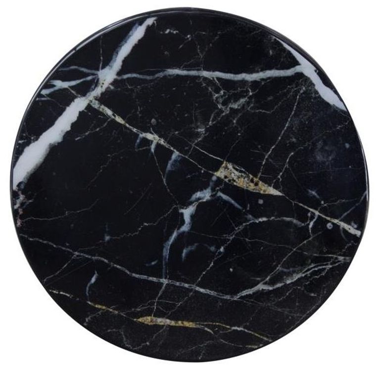 Allentown Black Marble Look Round Wall Mirror