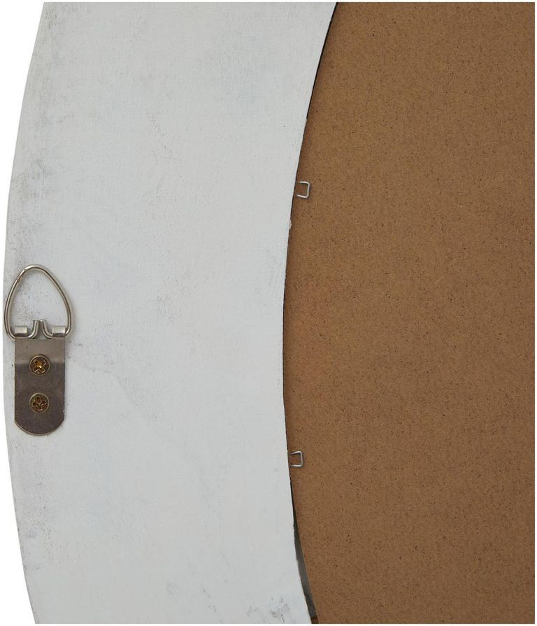 Antique White Mirrored Glass Washed Wood Round Framed Mirror