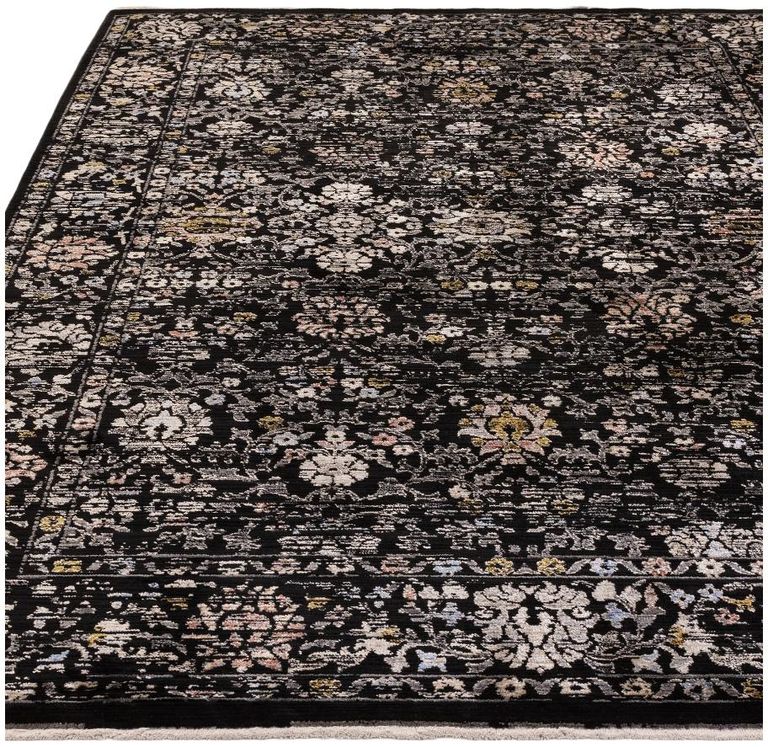 Classic Heritage Sovereign Vintage Floral Rug - Black - 120cm x 166cm