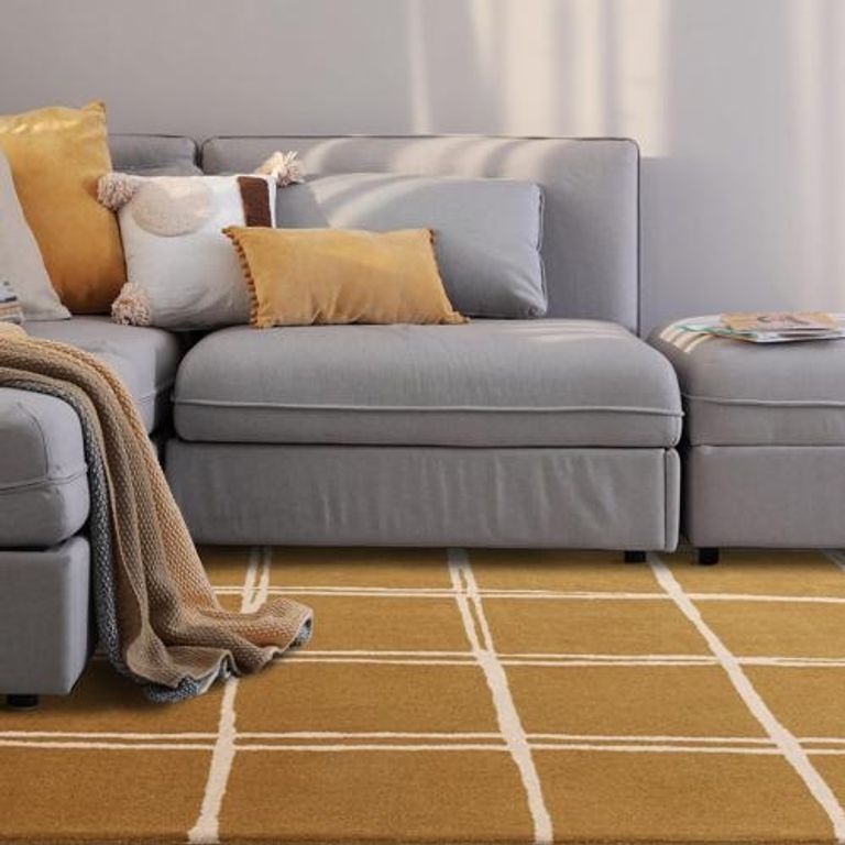 Contemporary Design Albany Rug - Gold - Grid - Sizes Available