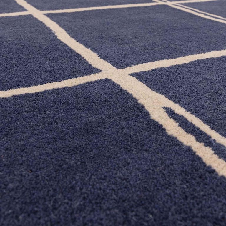 Contemporary Design Albany Rug - Marine Grid - Sizes Available