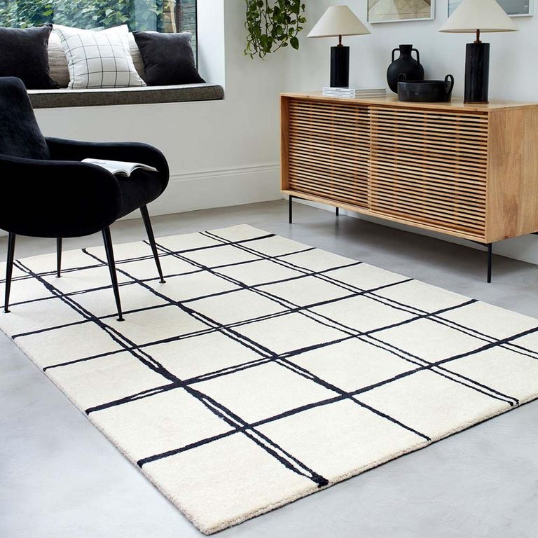Contemporary Design Albany Rug - Monochrome Grid - Sizes Available