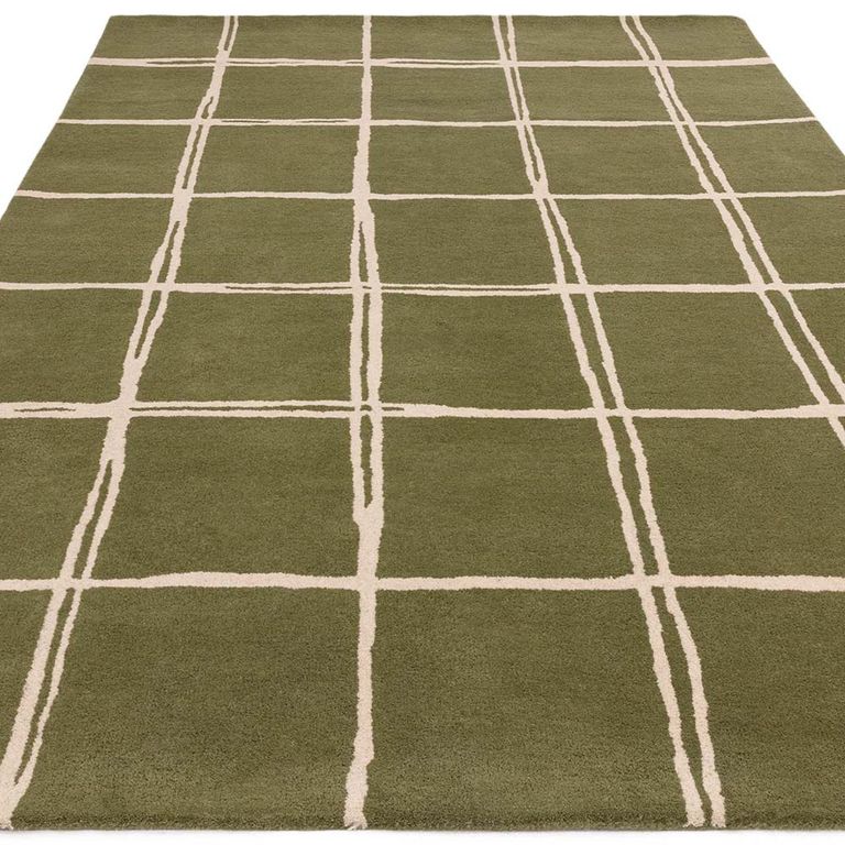 Contemporary Design Albany Rug - Olive Grid - Sizes Available