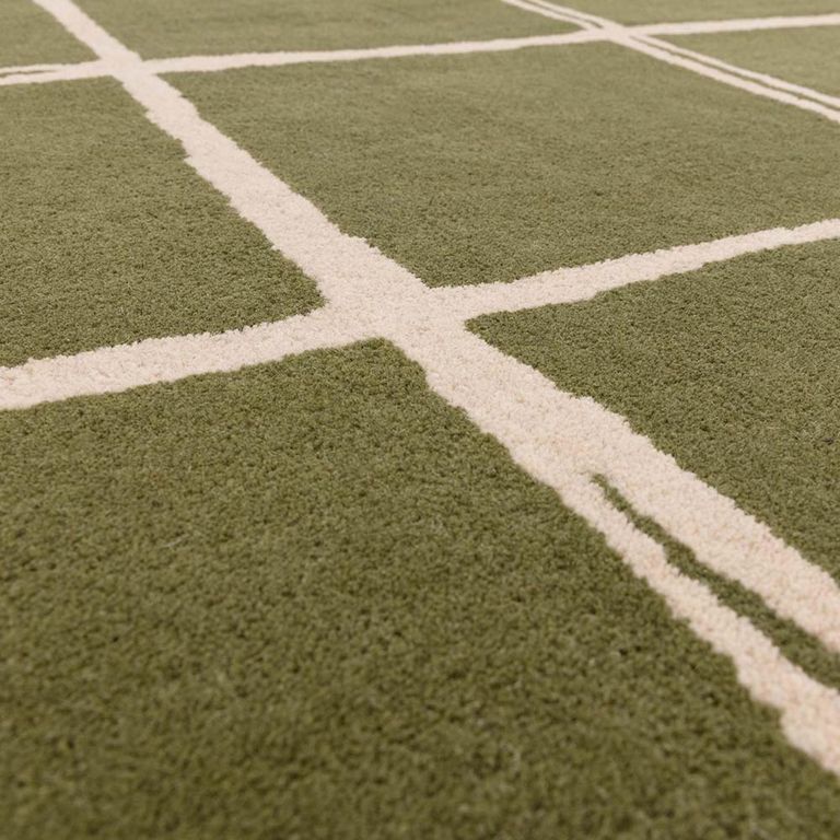 Contemporary Design Albany Rug - Olive Grid - Sizes Available