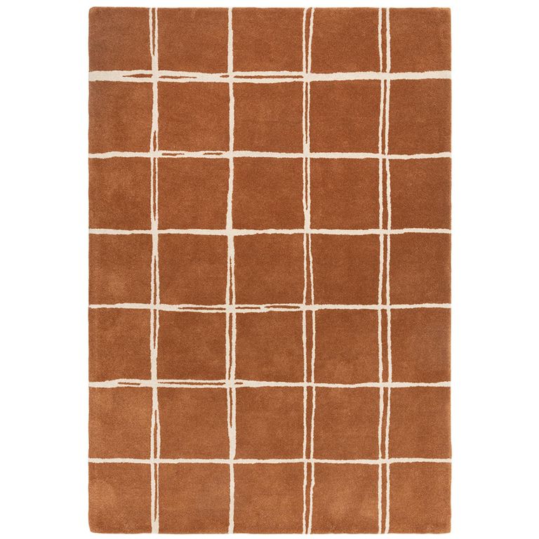 Contemporary Design Albany Rug - Rust Grid - Sizes Available