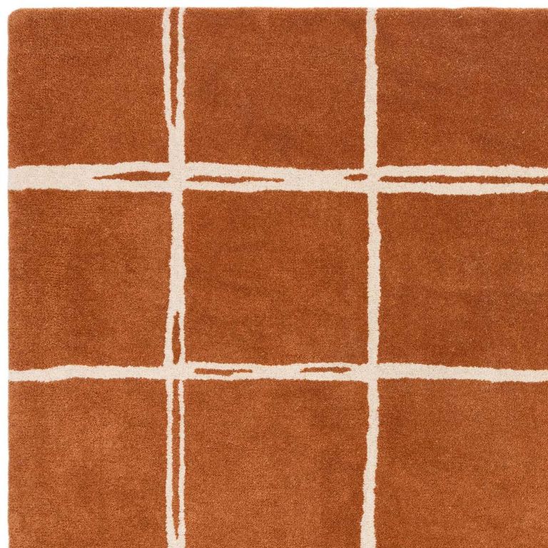 Contemporary Design Albany Rug - Rust Grid - Sizes Available