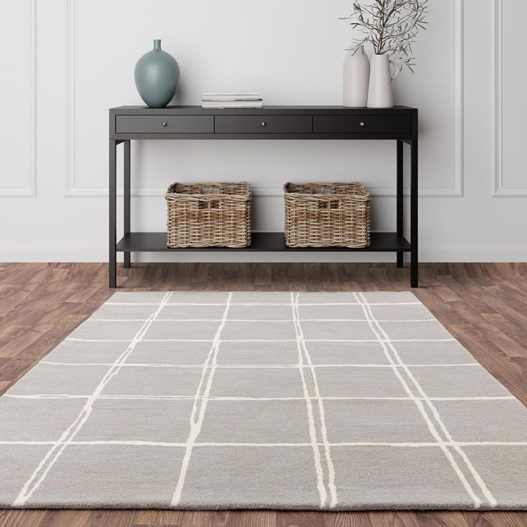 Contemporary Design Albany Rug - Silver Grid - Sizes Available