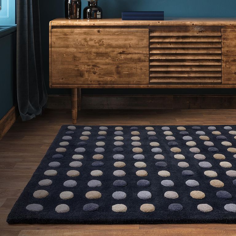 Contemporary Design Dotty Rug - Navy - Sizes Available