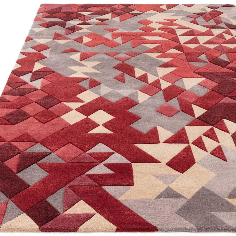 Contemporary Design Enigma Rug - Red - Sizes Available