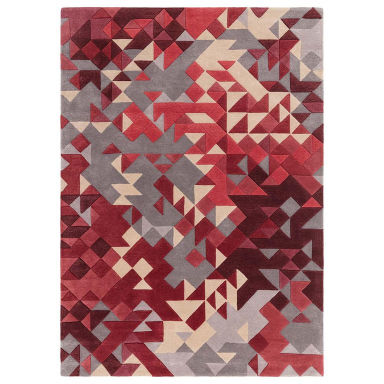 Contemporary Design Enigma Rug - Red - Sizes Available