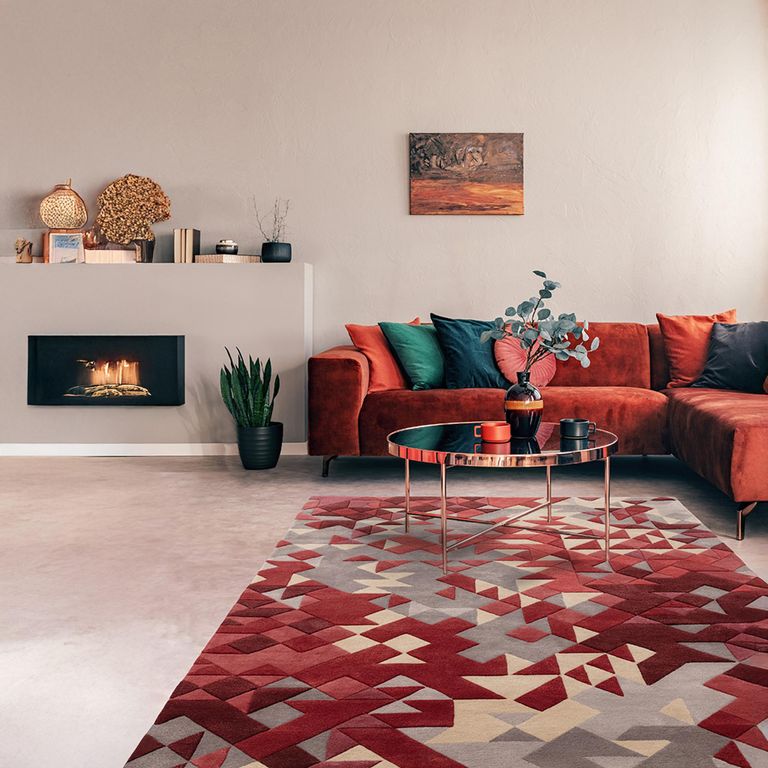 Contemporary Design Enigma Rug - Red - Sizes Available