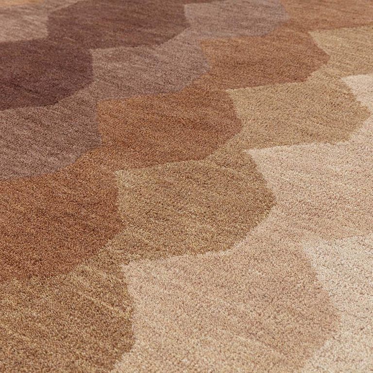 Contemporary Design Hive Rug - Rust - Sizes Available