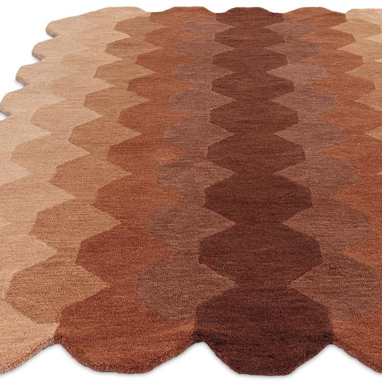 Contemporary Design Hive Rug - Rust - Sizes Available