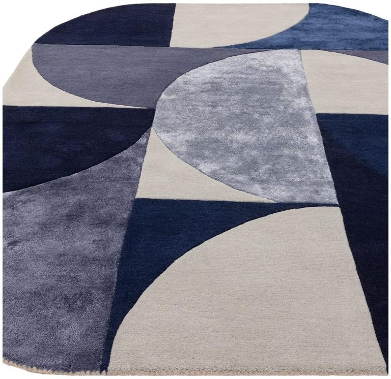 Contemporary Design Matrix Rug - Oval 74 - Indigo - Sizes Available