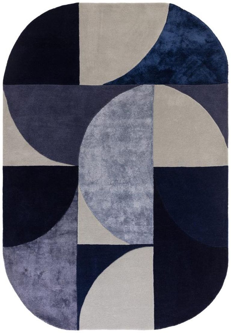 Contemporary Design Matrix Rug - Oval 74 - Indigo - Sizes Available