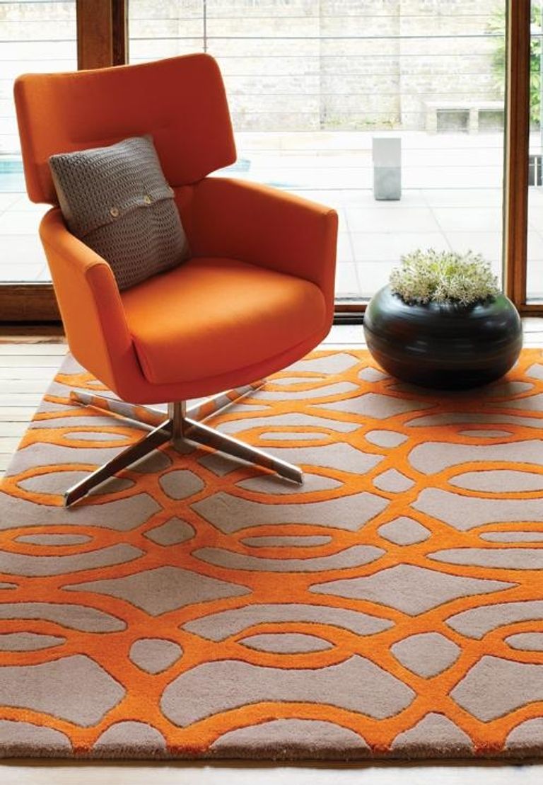 Contemporary Design Matrix Rug - Wire 37 - Orange - Sizes Available