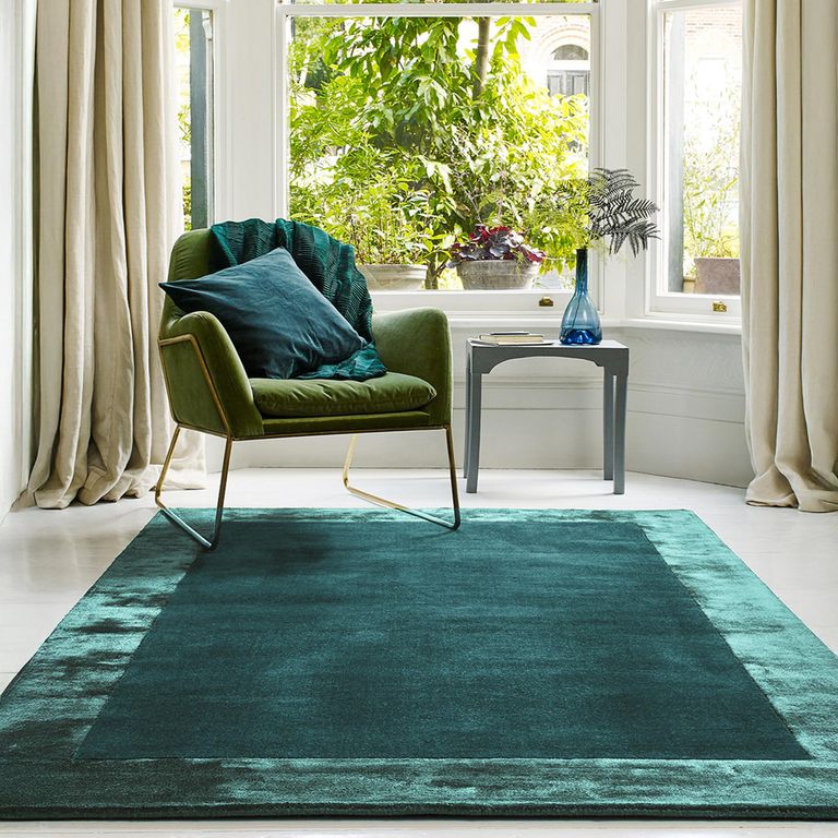 Contemporary Plain Ascot Rug - Aqua Blue - Sizes Available
