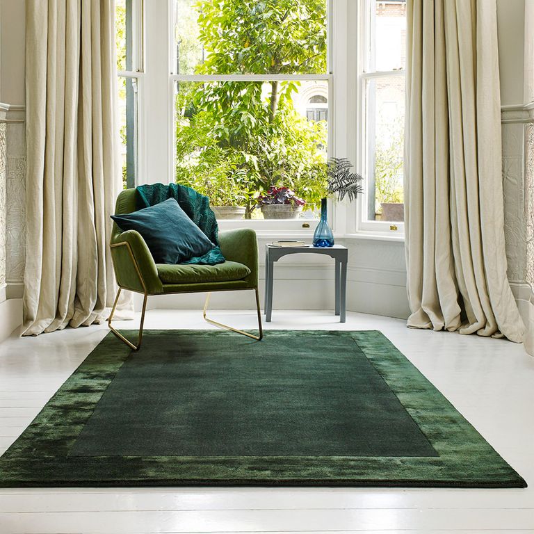 Contemporary Plain Ascot Rug - Green - Sizes Available