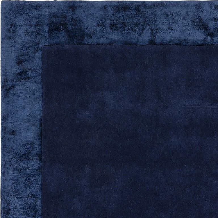 Contemporary Plain Ascot Rug - Navy - Sizes Available