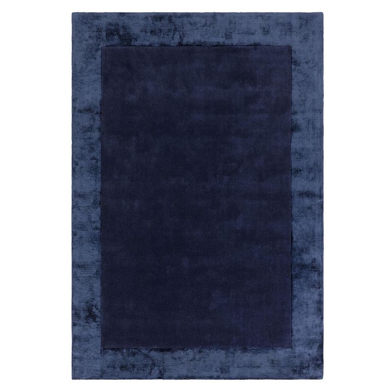 Contemporary Plain Ascot Rug - Navy - Sizes Available