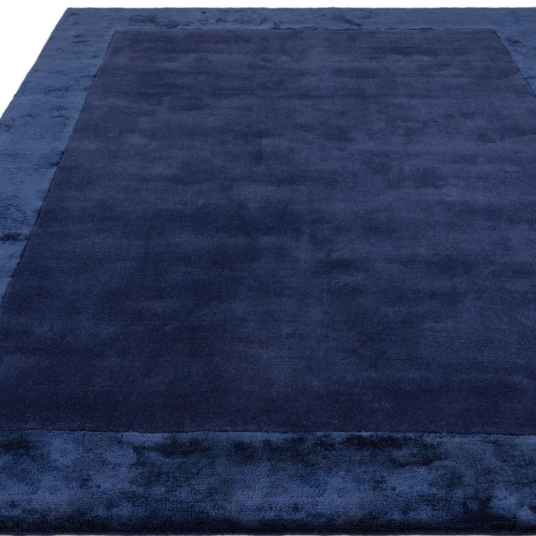 Contemporary Plain Ascot Rug - Navy - Sizes Available