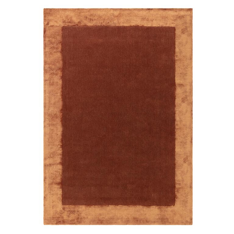 Contemporary Plain Ascot Rug - Rust - Sizes Available