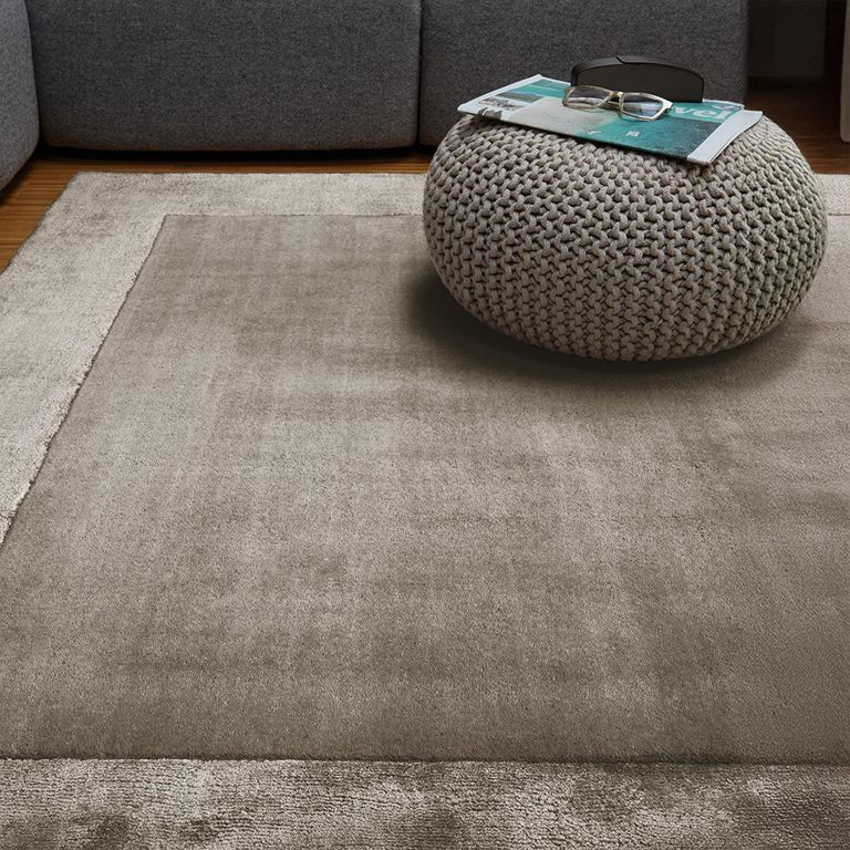 Contemporary Plain Ascot Rug - Taupe - Sizes Available