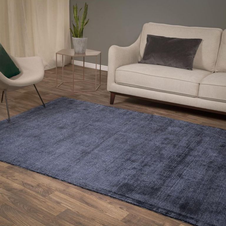 Contemporary Plain Aston Rug - Navy - Sizes Available