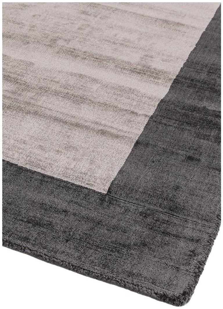 Contemporary Plain Blade Rug - Border 04 - Charcoal Silver - Sizes Available