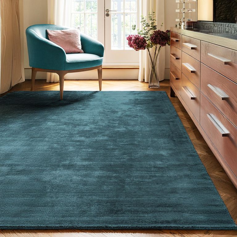 Contemporary Plain Blade Rug - Teal - Sizes Available