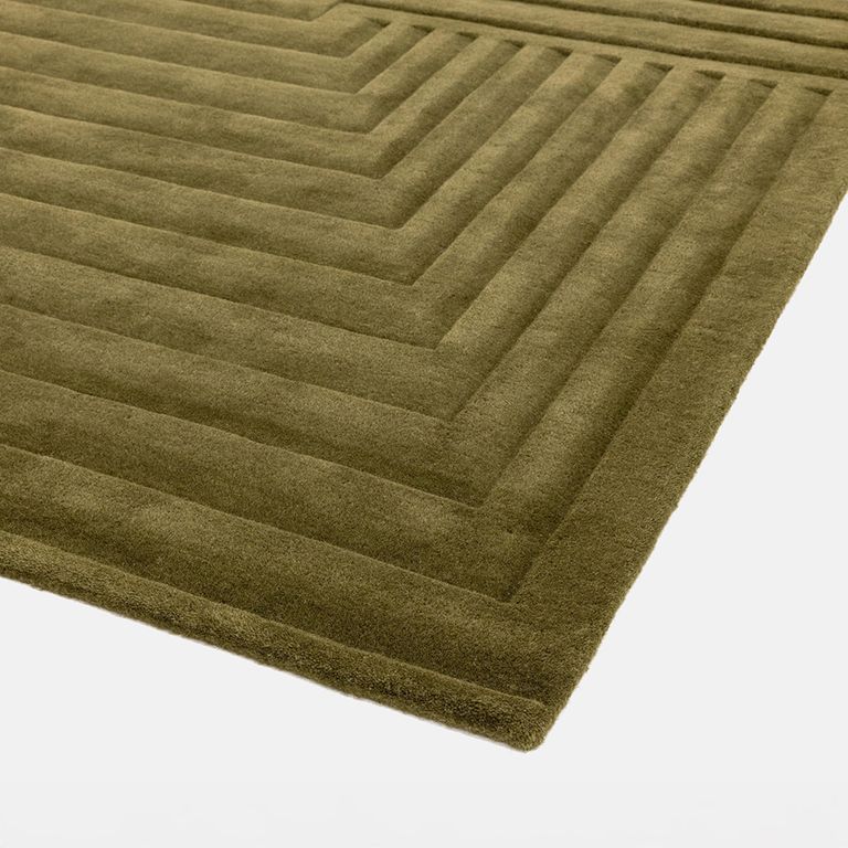 Contemporary Plain Form Geometric Rug - Green - Sizes Available