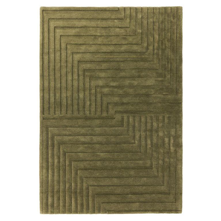 Contemporary Plain Form Geometric Rug - Green - Sizes Available