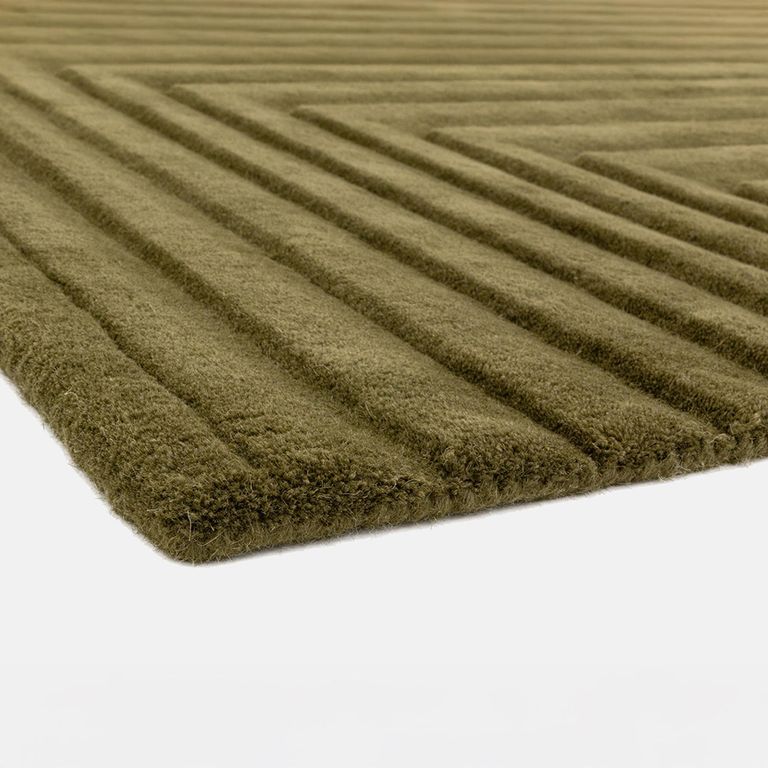 Contemporary Plain Form Geometric Rug - Green - Sizes Available