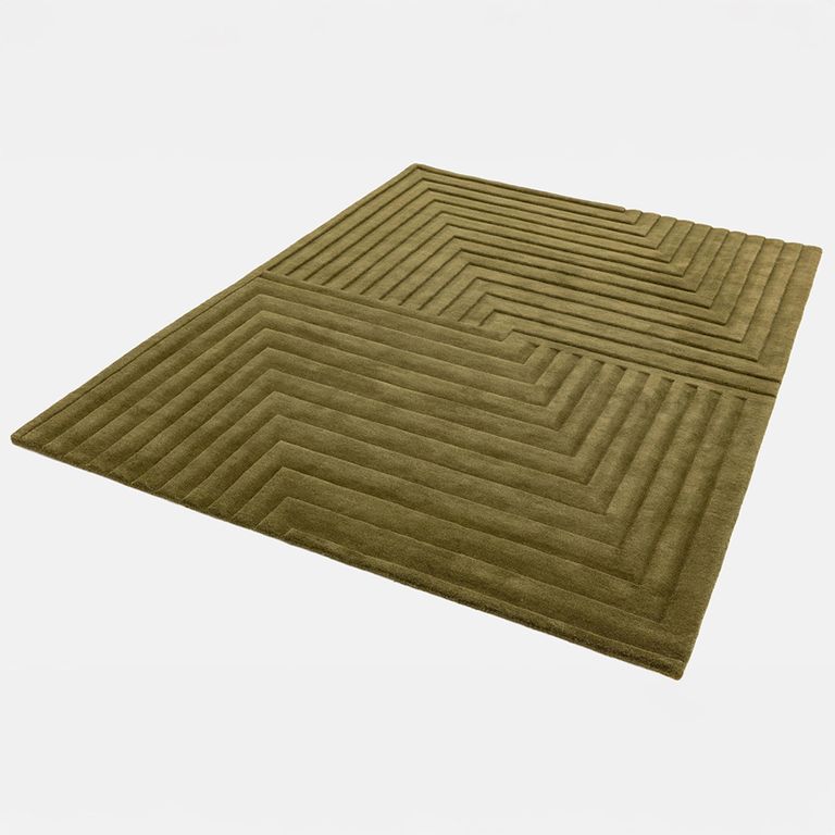 Contemporary Plain Form Geometric Rug - Green - Sizes Available