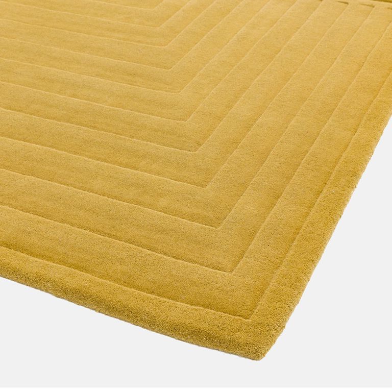 Contemporary Plain Form Geometric Rug - Ochre - Sizes Available
