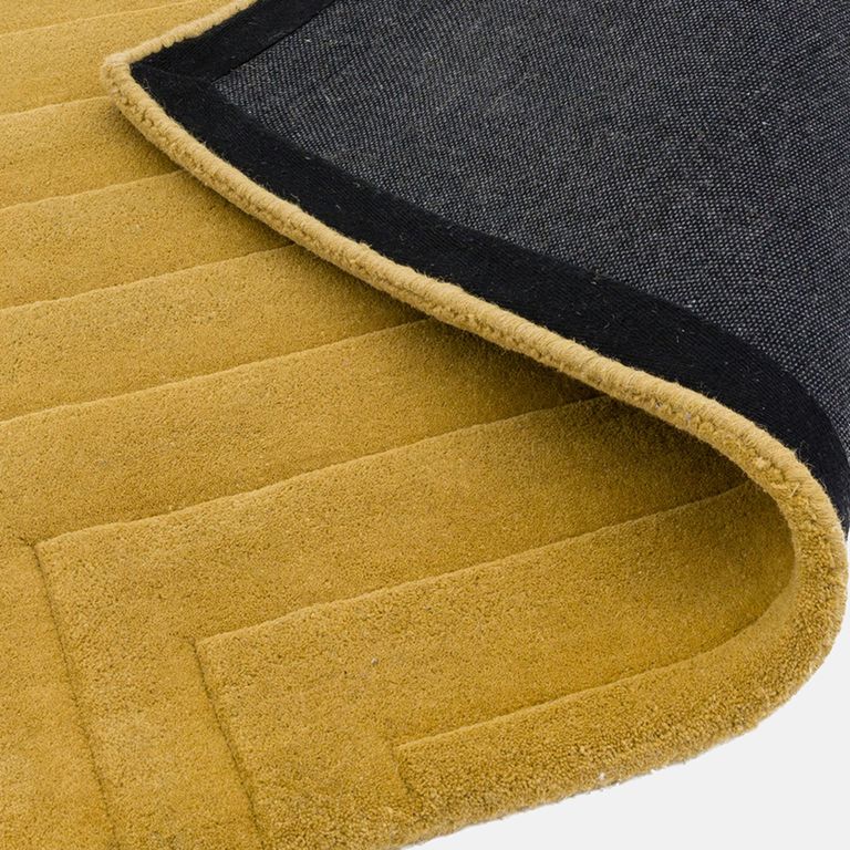 Contemporary Plain Form Geometric Rug - Ochre - Sizes Available