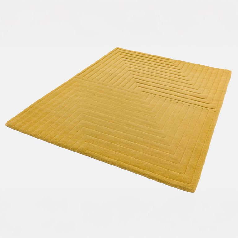 Contemporary Plain Form Geometric Rug - Ochre - Sizes Available