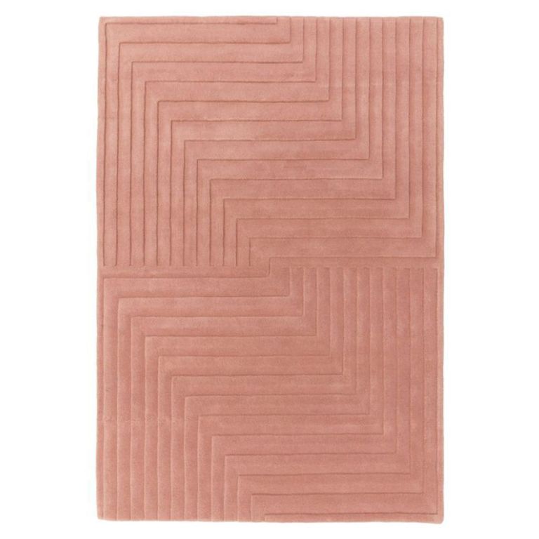 Contemporary Plain Form Geometric Rug - Pink - Sizes Available